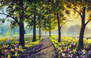 painting of a forest